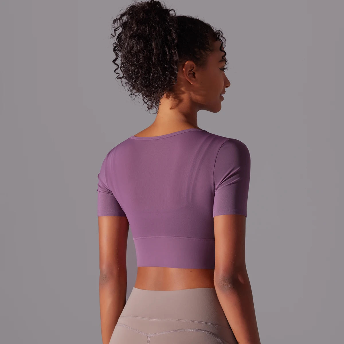 No. 6 Short Sleeve Shirt, 1PC, Peekaboo Neckline, Mesh Back and Chest Detail, Cropped Length