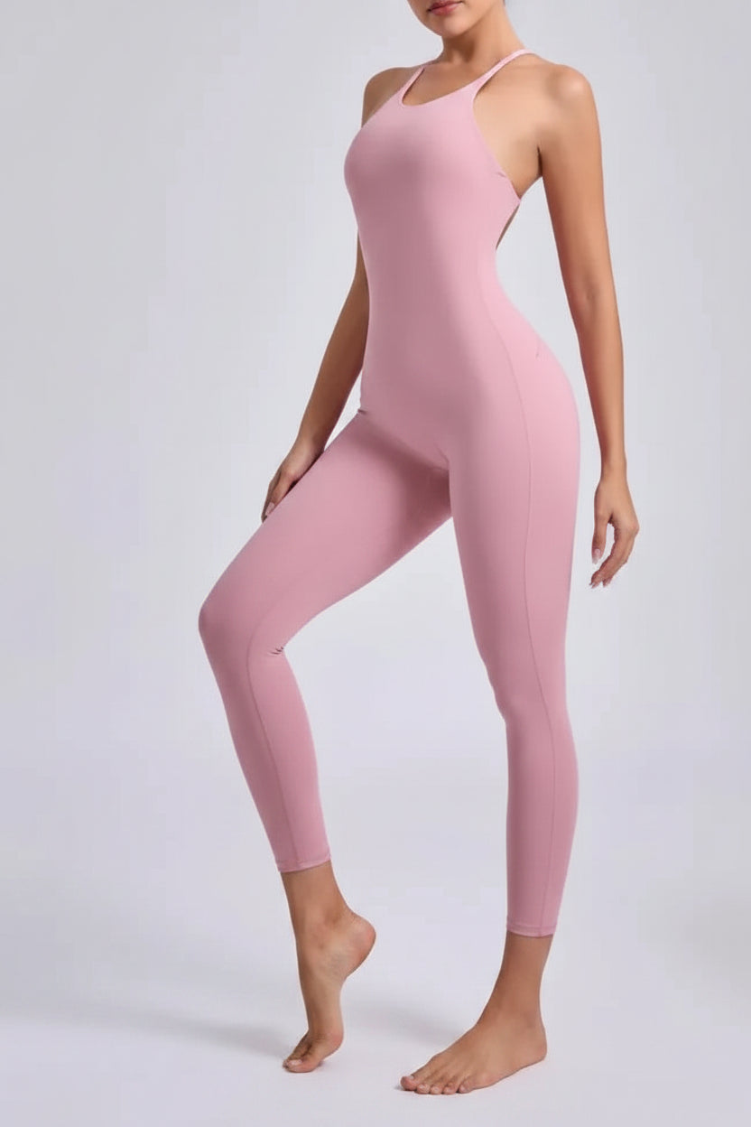 No. 4 Bodysuit, Scoop Back With Criss Cross Straps, Seamless, Full Length Legging