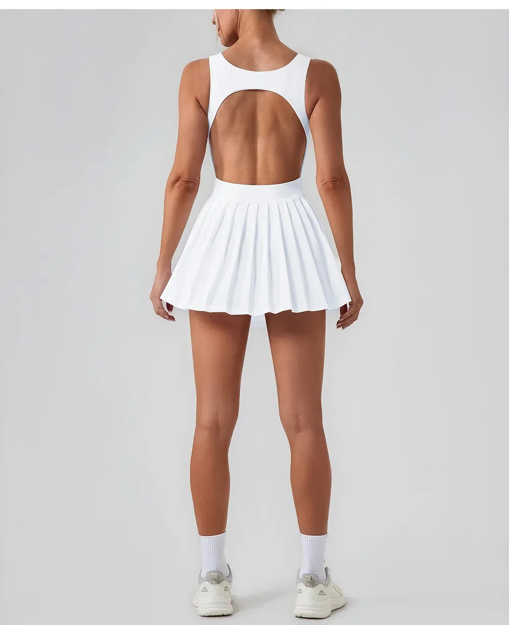No. 1 Dress, Second Skin Tennis Dress, Pleated, Back Cutout, Under Shorts W/Pockets