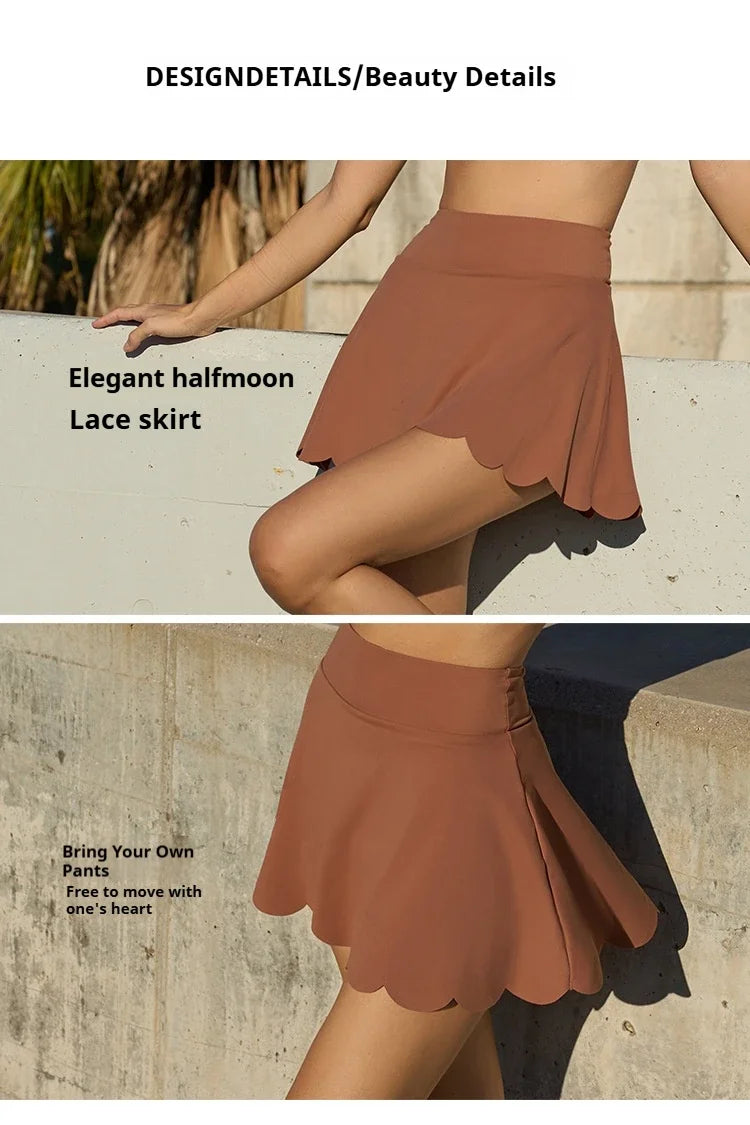 No. 6 Tennis Skirt, Scalloped, High Waisted, Mini Length