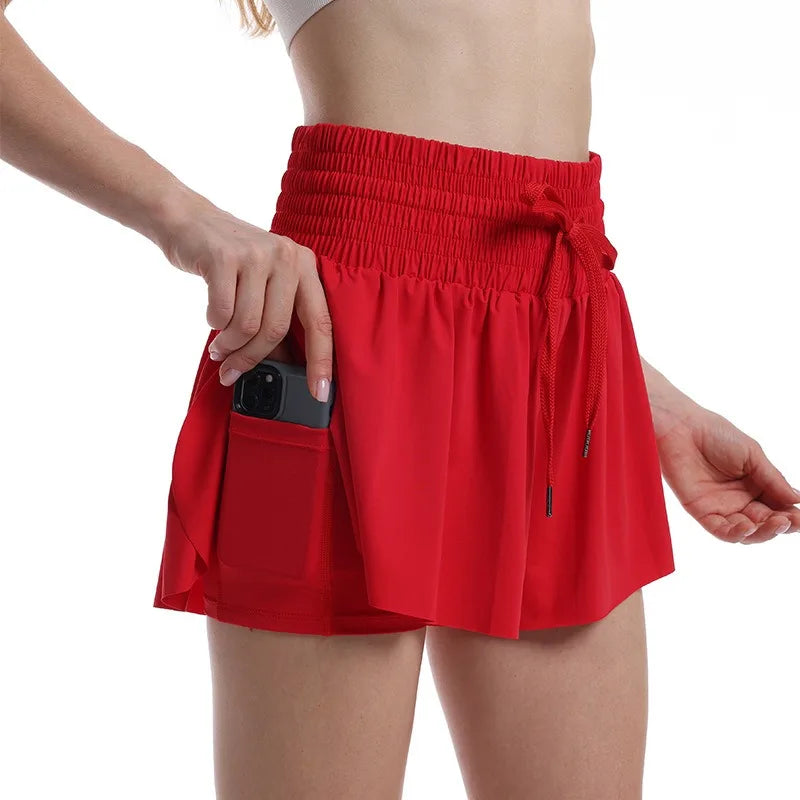 No. 5 Shorts, Breeze 2-in-1 Flow Shorts, Flowy Outer layer, Built-In Shorts With Pocket, Wide Smocked Waistband