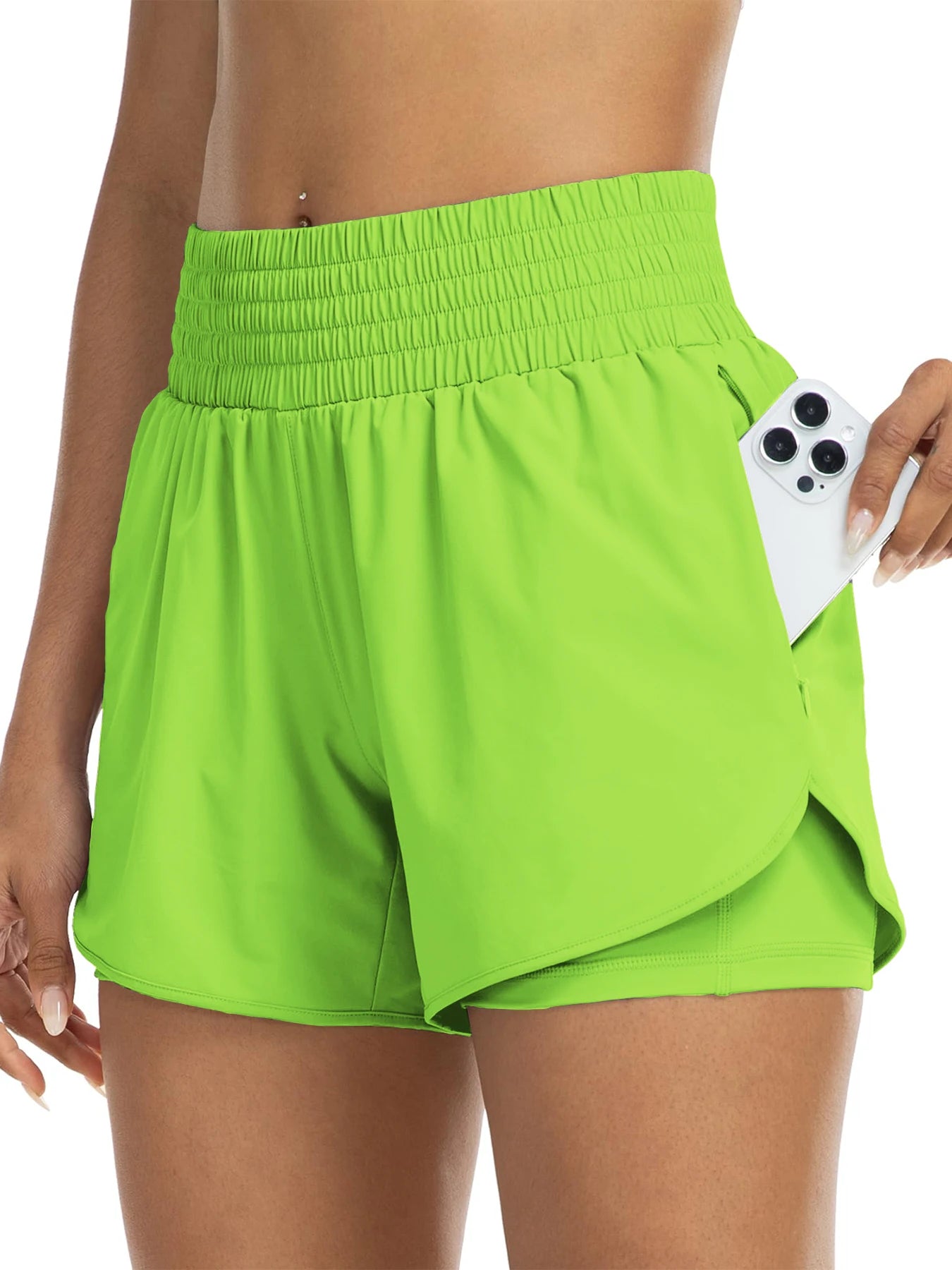 No. 1 Short, Breezy Runner, High-Waisted, Athletic, Layered Design With Under Shorts