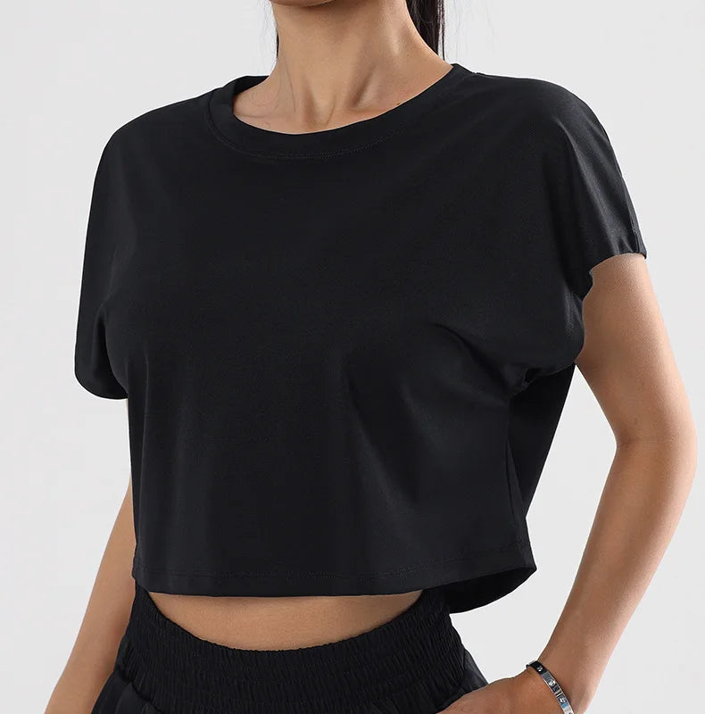 No. 6 Loungewear Top, Crop Top, Short Sleeve, Soft Essential, Boxy Boyfriend Hem