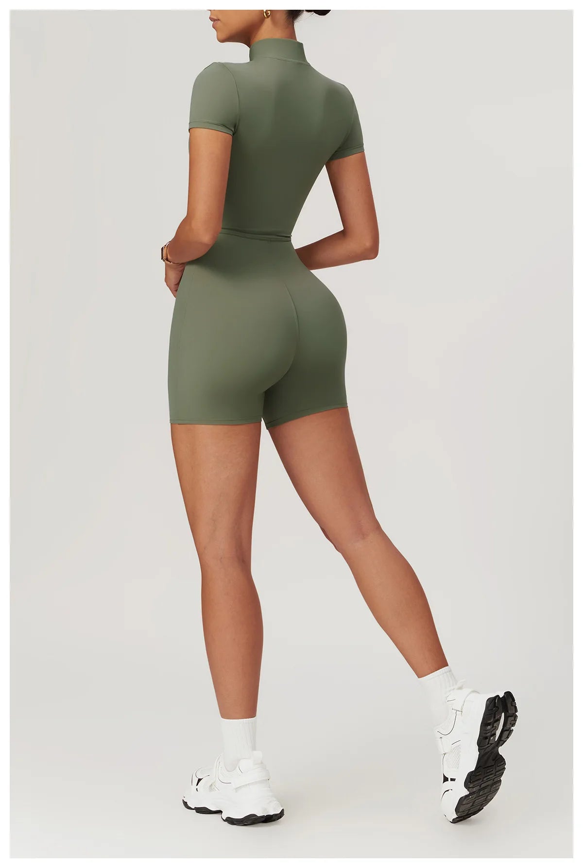 No. 1 BodySuit, Shorts, Short Sleeve, Half Zipper, Seamless, Smoothing, Dry Fit