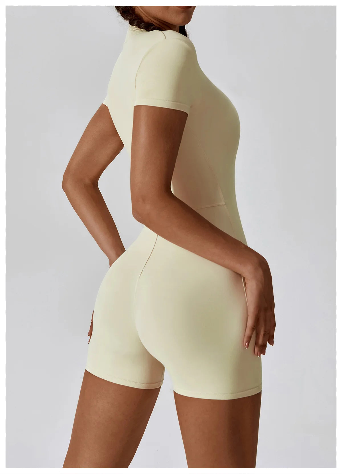 No. 1 BodySuit, Shorts, Short Sleeve, Half Zipper, Seamless, Smoothing, Dry Fit