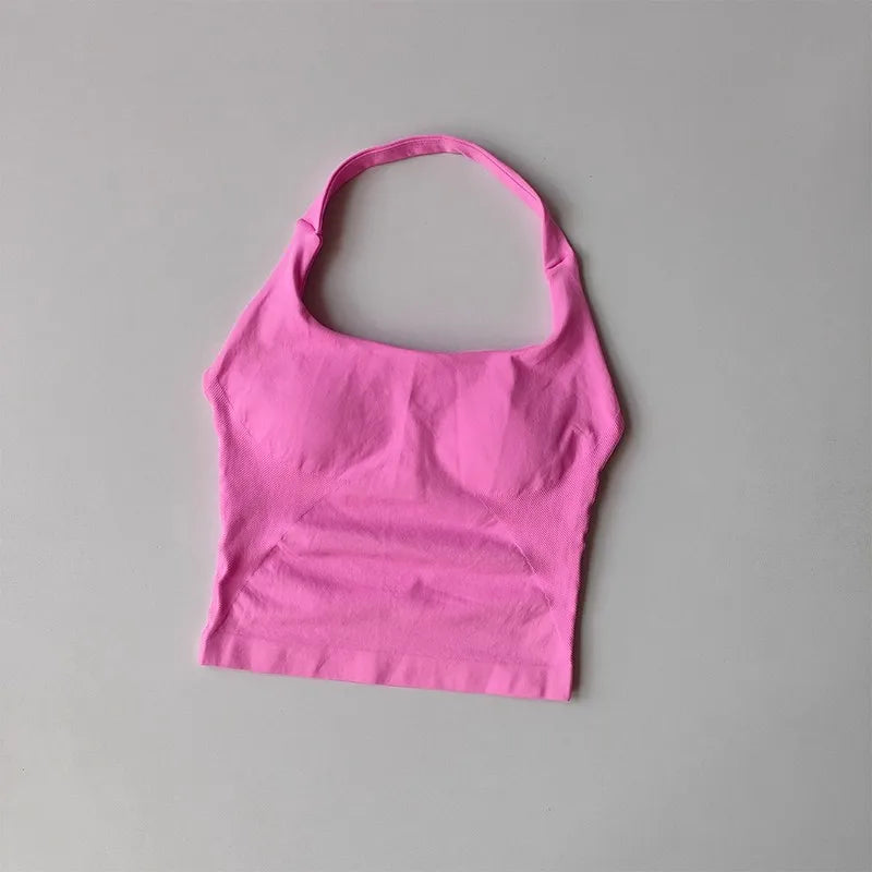 No. 2 Tank Top, Halter Cut, Bare Shoulder, Open Upper Back, Built In Bra