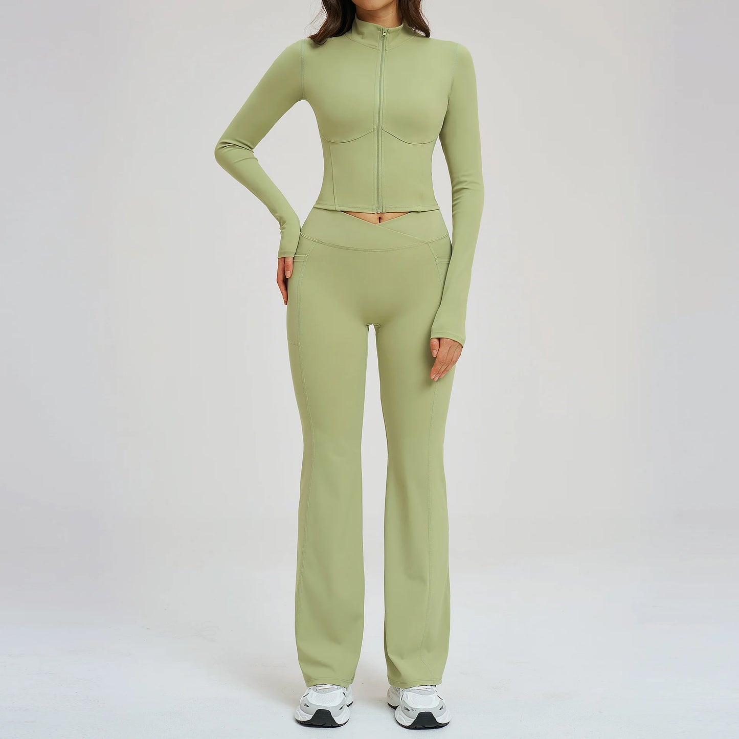 No. 8 Jacket, 2PC, Cropped, Corset, Jacket With Crossover, High-Waist Flared Legging