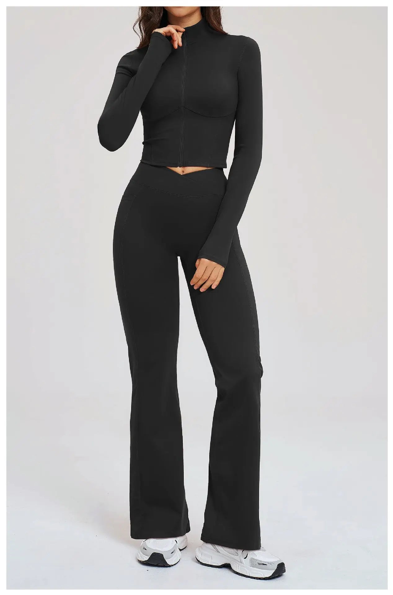 No. 8 Jacket, 2PC, Cropped, Corset, Jacket With Crossover, High-Waist Flared Legging
