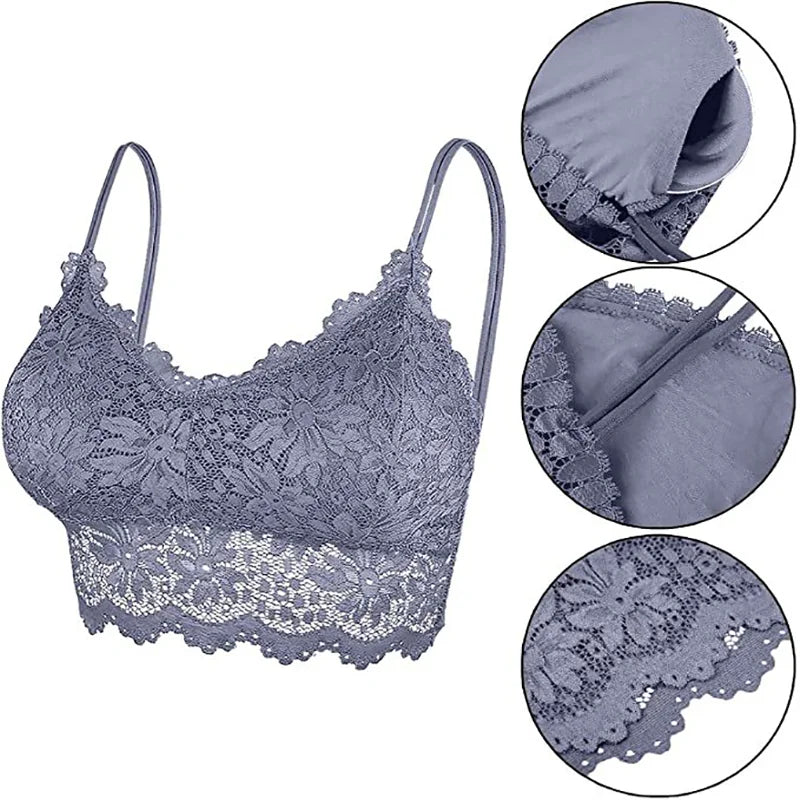 No. 1 Lingerie Bra, French Lace Camisole, Scalloped Detailing, Sweetheart Neckline, Cropped Length