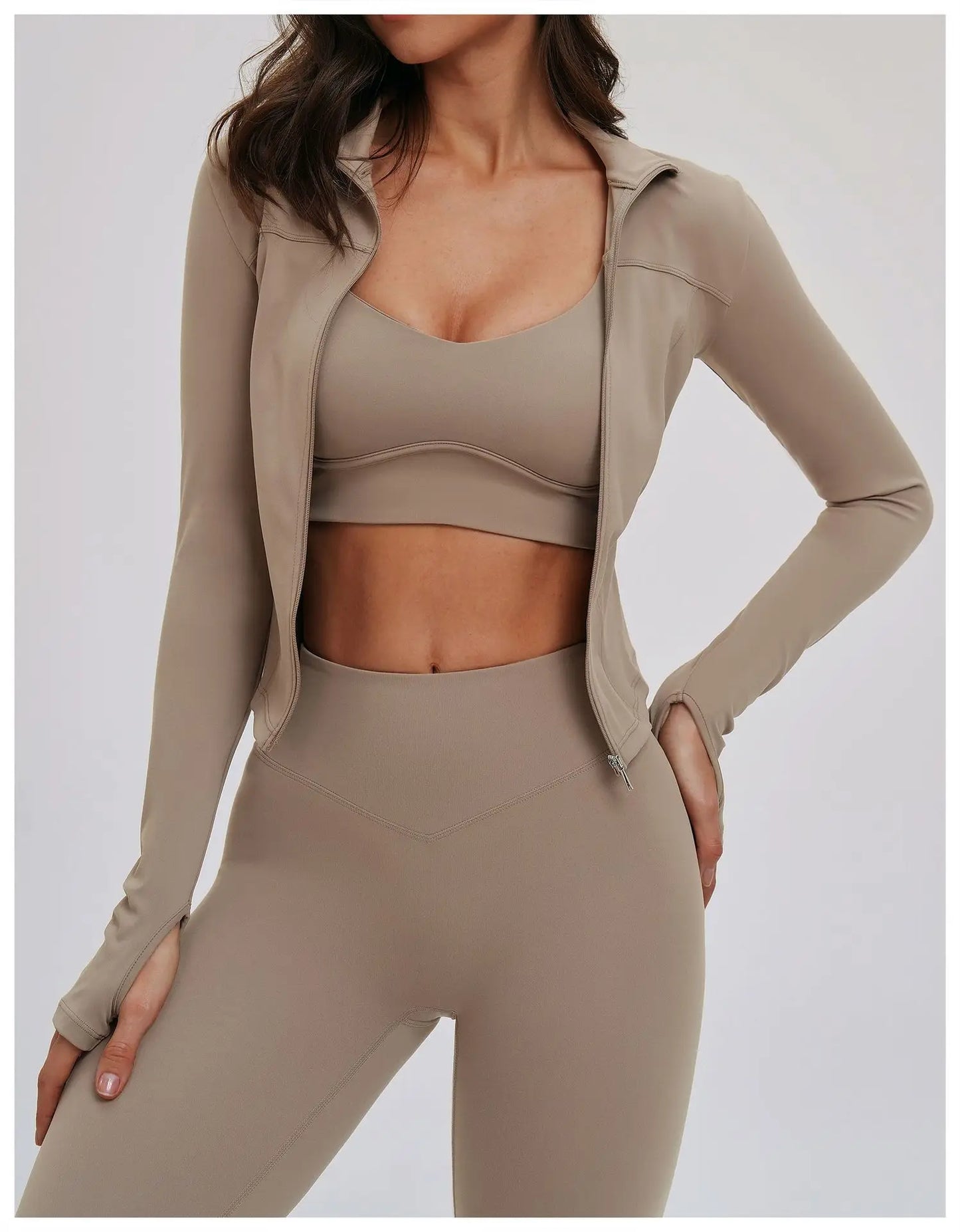 No. 5 Jacket, Convertible Collar, Structured Design, Smoothing, Long Sleeve, Full Zipper