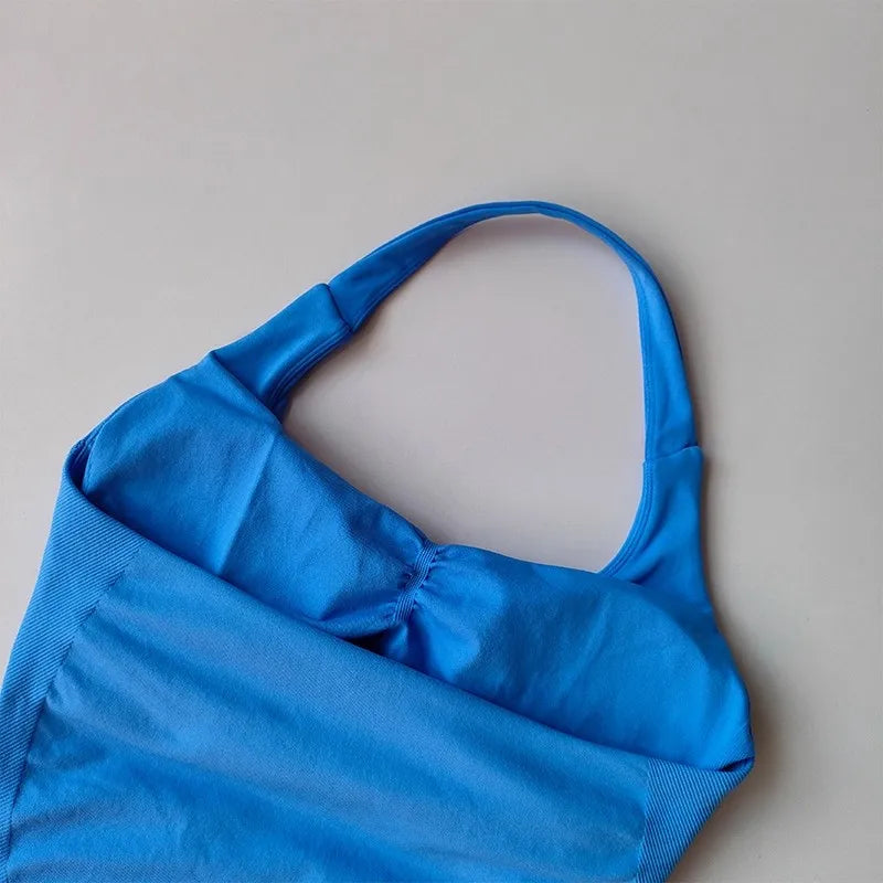 No. 2 Tank Top, Halter Cut, Bare Shoulder, Open Upper Back, Built In Bra