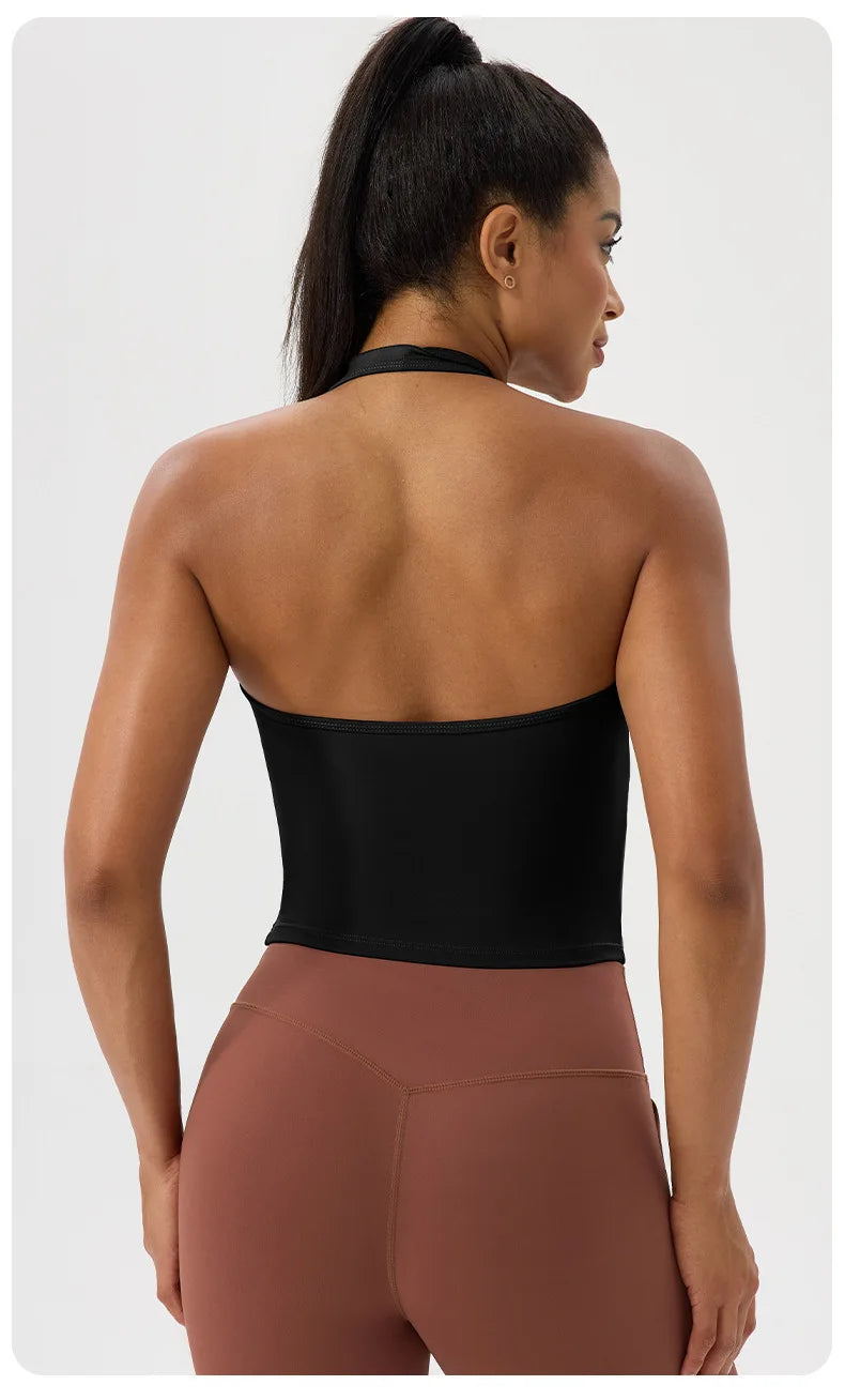 No. 5 Tank Top, Halter Cut,  V Neck, Front Wrap, Waist Length
