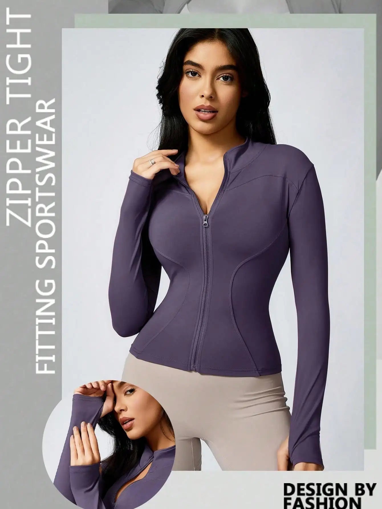 No. 3 Jacket, Hour Glass Piping, O Collar, Full Zip, Thumbholes, Athletic