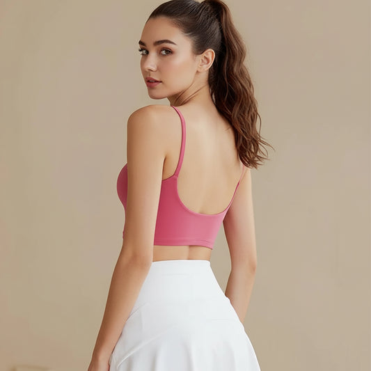 No. 7 Sports Bra, Scoop Back, Cropped Tank, Built in Pads, Buttery, Smoothing Fit
