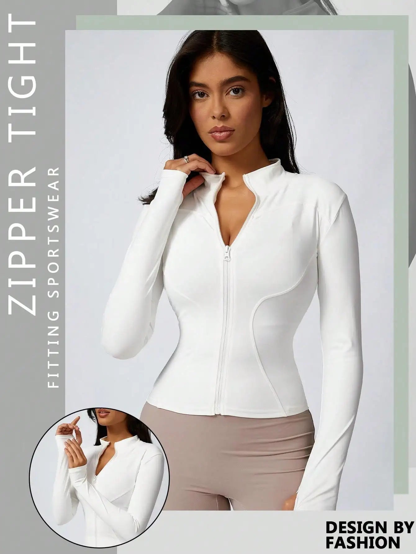No. 3 Jacket, Hour Glass Piping, O Collar, Full Zip, Thumbholes, Athletic