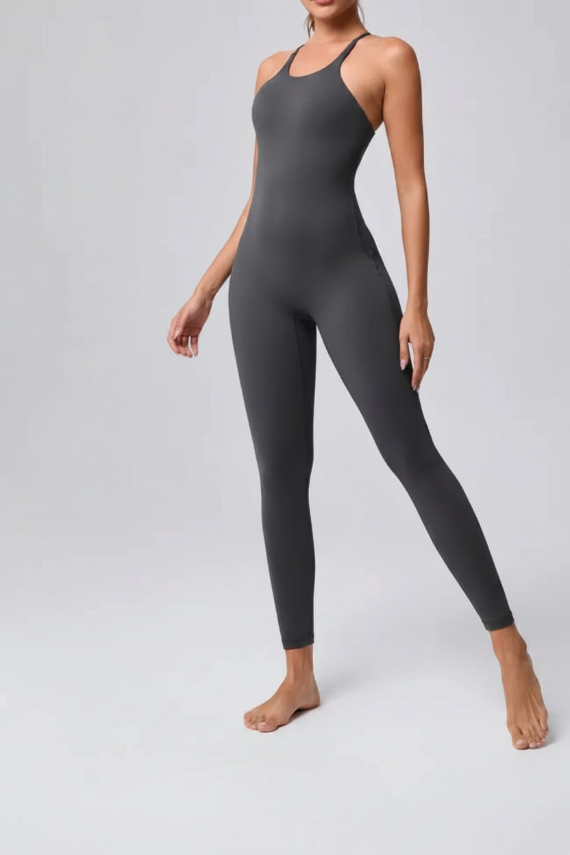 No. 4 Bodysuit, Scoop Back With Criss Cross Straps, Seamless, Full Length Legging