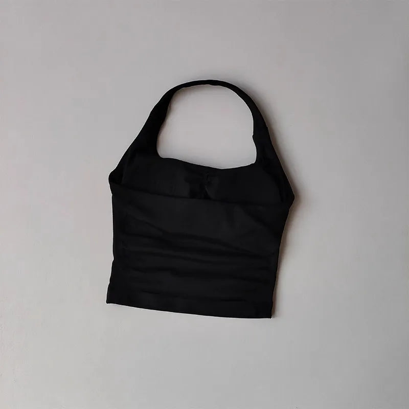 No. 2 Tank Top, Halter Cut, Bare Shoulder, Open Upper Back, Built In Bra