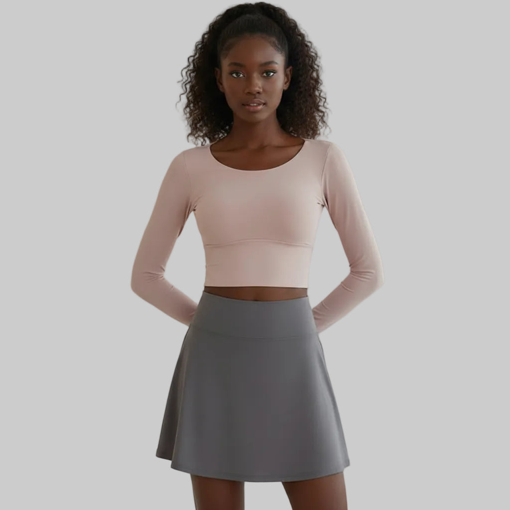 No. 8 Long Sleeve Shirt, Ballet, Criss Cross Back, Built in Padding, Sits High on Waist