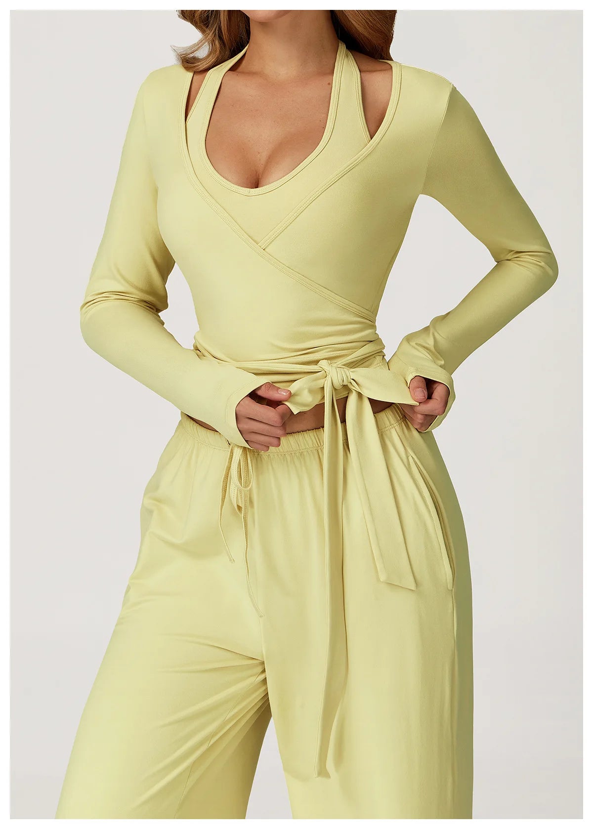 No. 4 Loungewear Top, Long Sleeve, Wrap Closure, Yoga/Pilates Cover