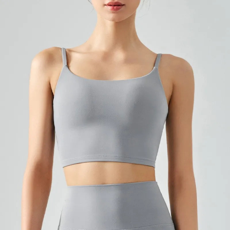 No. 7 Sports Bra, Scoop Back, Cropped Tank, Built in Pads, Buttery, Smoothing Fit
