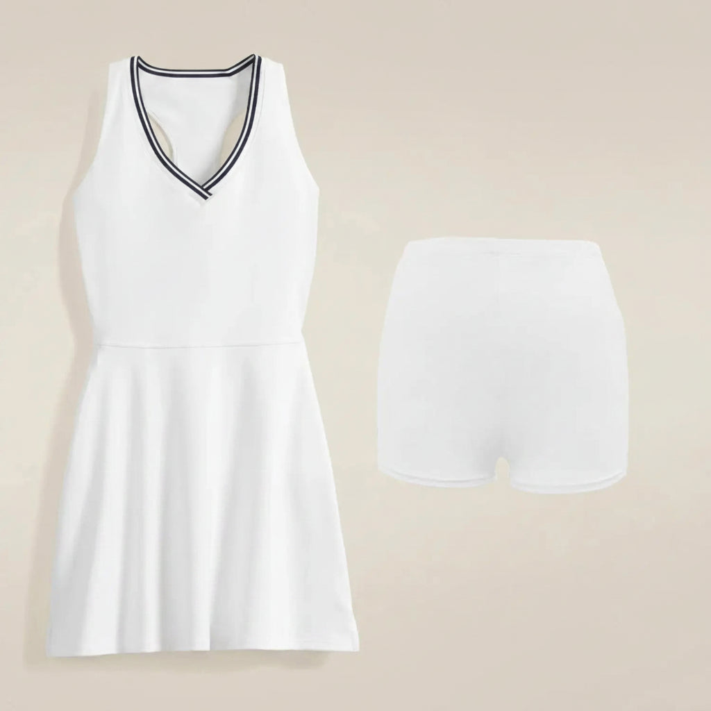 No. 2 Dress, Golf Dress, V-Neck, Preppy, Sleeveless, Dry Fit, Under Shorts