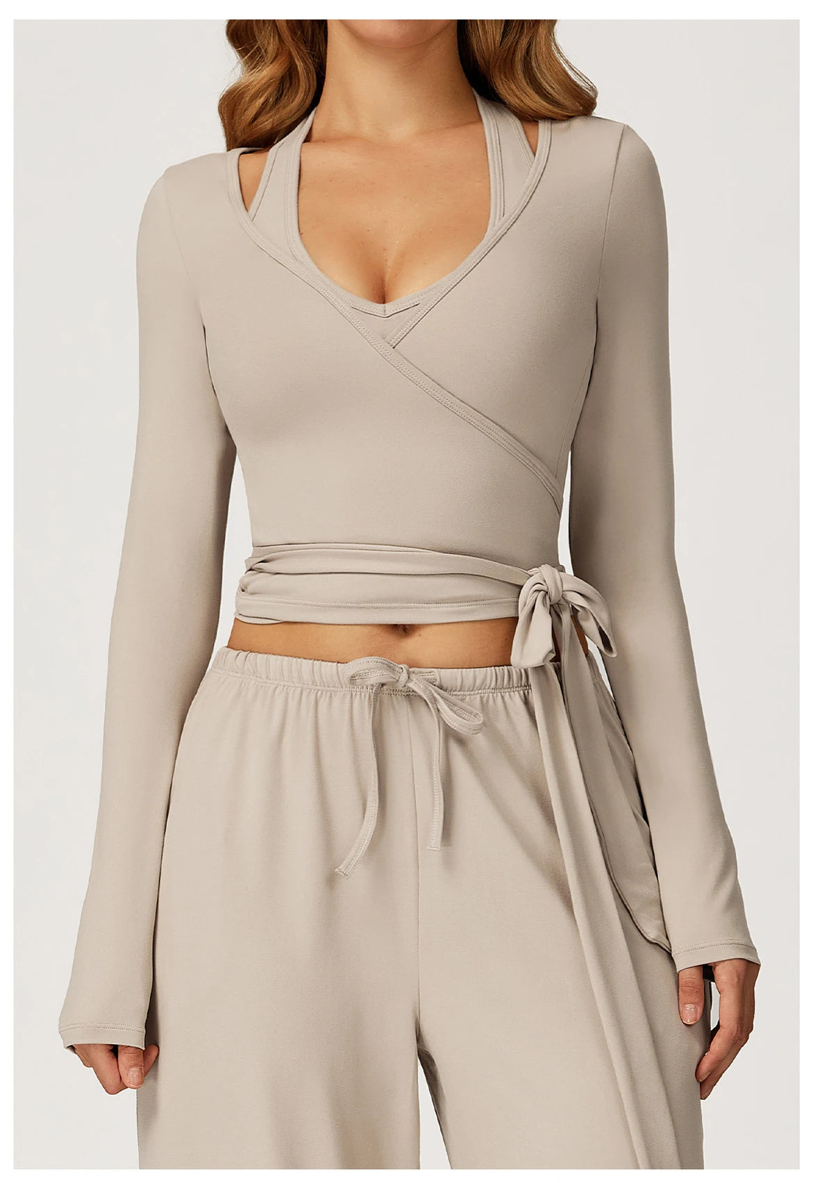 No. 4 Loungewear Top, Long Sleeve, Wrap Closure, Yoga/Pilates Cover