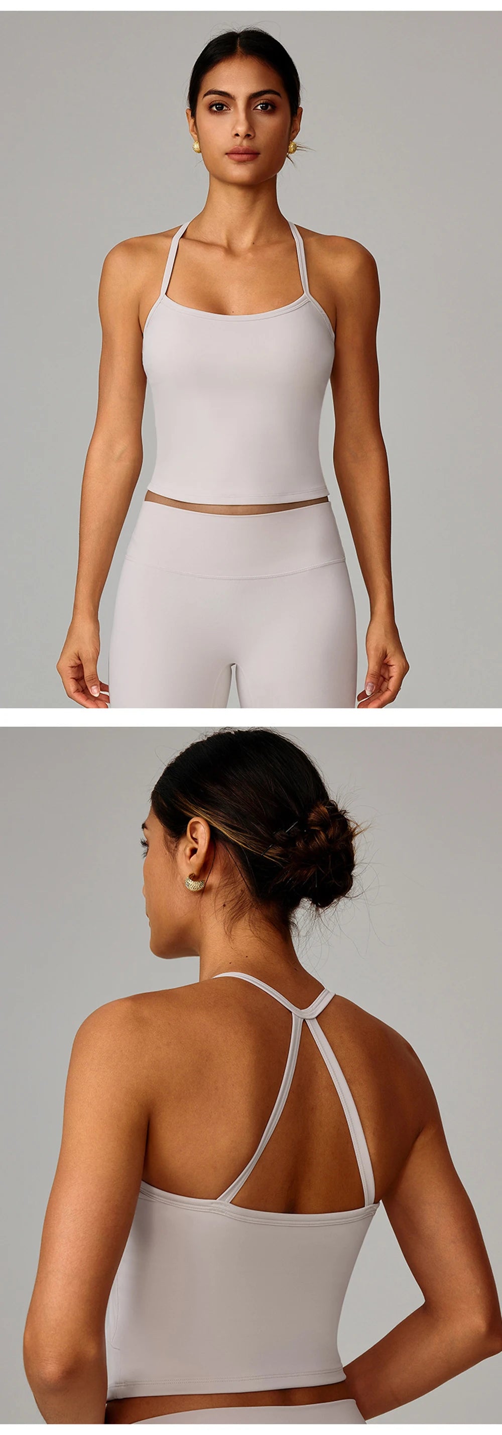 No. 7 Tank Top, Halter Cut, Thin Strap Racerback, Butter Feel, Seamless, Waist Length