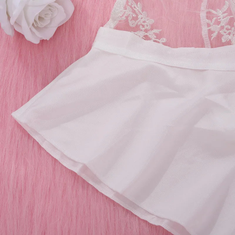 No. 6 Lingerie Set, Delicate Lace Halter with Tie, Attached French Cut Shorts with Key Hole Back