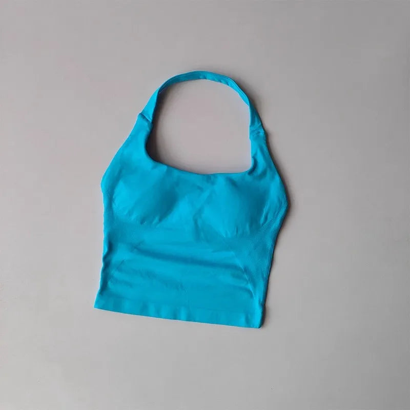 No. 2 Tank Top, Halter Cut, Bare Shoulder, Open Upper Back, Built In Bra