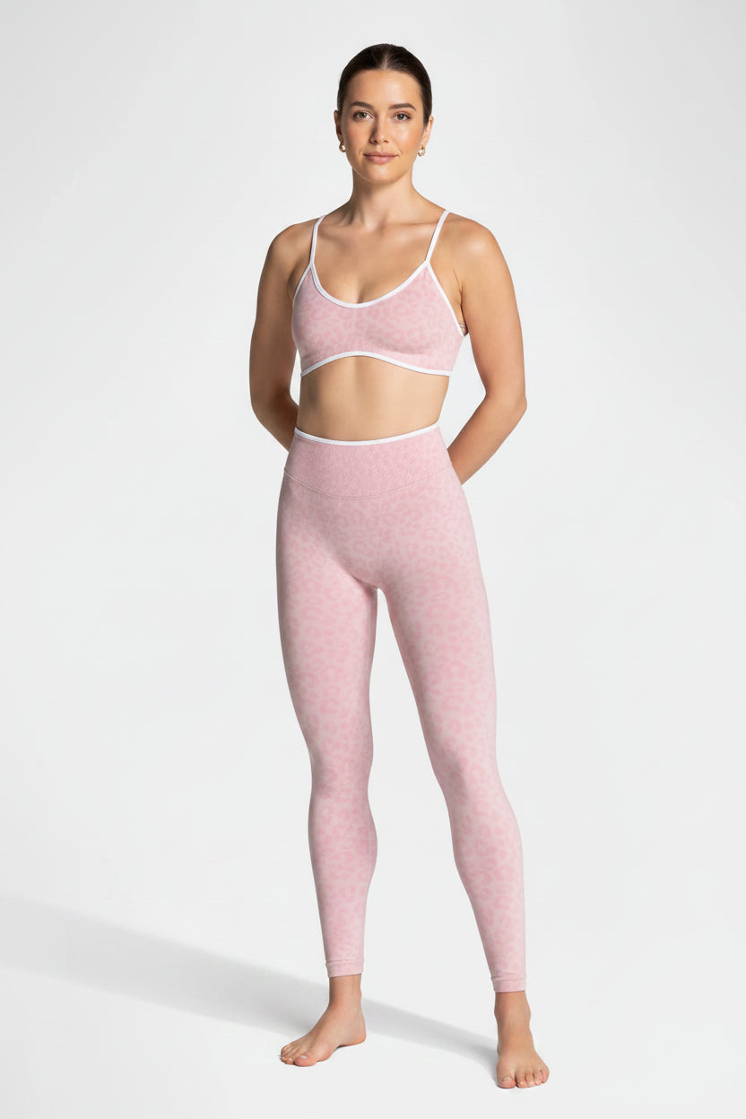 No. 1 Matching Set, Desert Leopard Performance 2 PC Set Scoop Neck Bralette, Premium Micro Ribbed, Seamless Legging