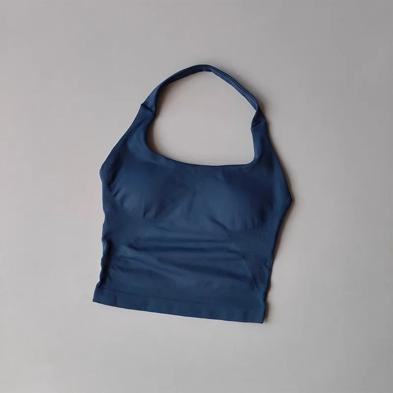 No. 2 Tank Top, Halter Cut, Bare Shoulder, Open Upper Back, Built In Bra