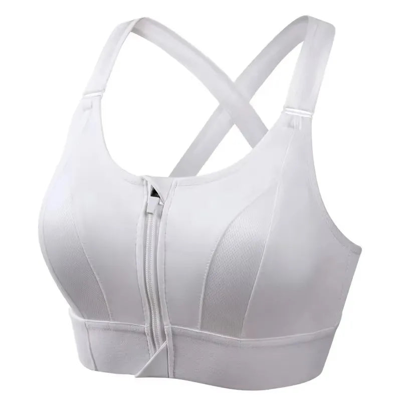 No. 8 Sports Bra, Front Zipper, Shockproof, Adjustable, High Impact Strap, Extended Sizes Available