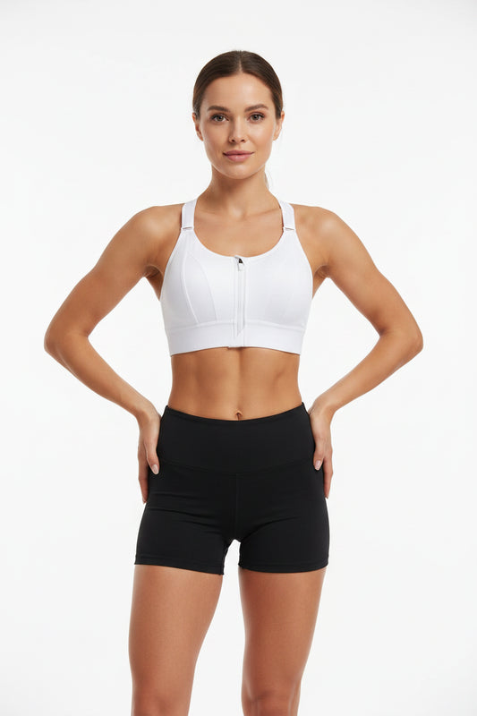 No. 8 Sports Bra, Front Zipper, Shockproof, Adjustable, High Impact Strap, Extended Sizes Available