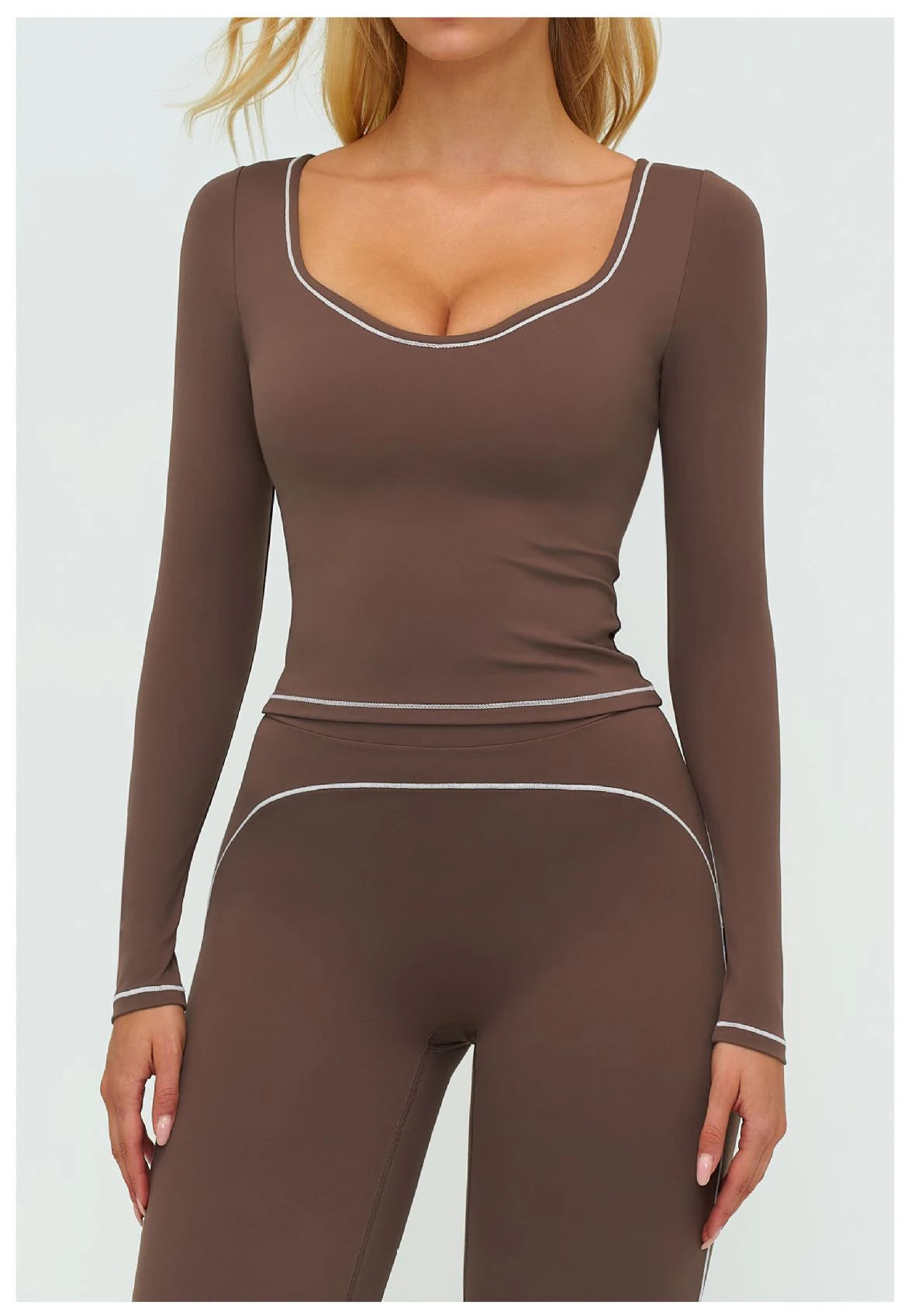 No. 7 Long Sleeve Shirt, Sweetheart Neckline, Long Sleeve, Dry Fit, Athletic