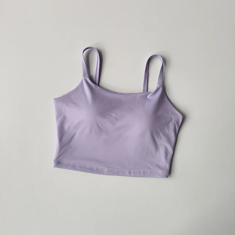 No. 7 Sports Bra, Scoop Back, Cropped Tank, Built in Pads, Buttery, Smoothing Fit