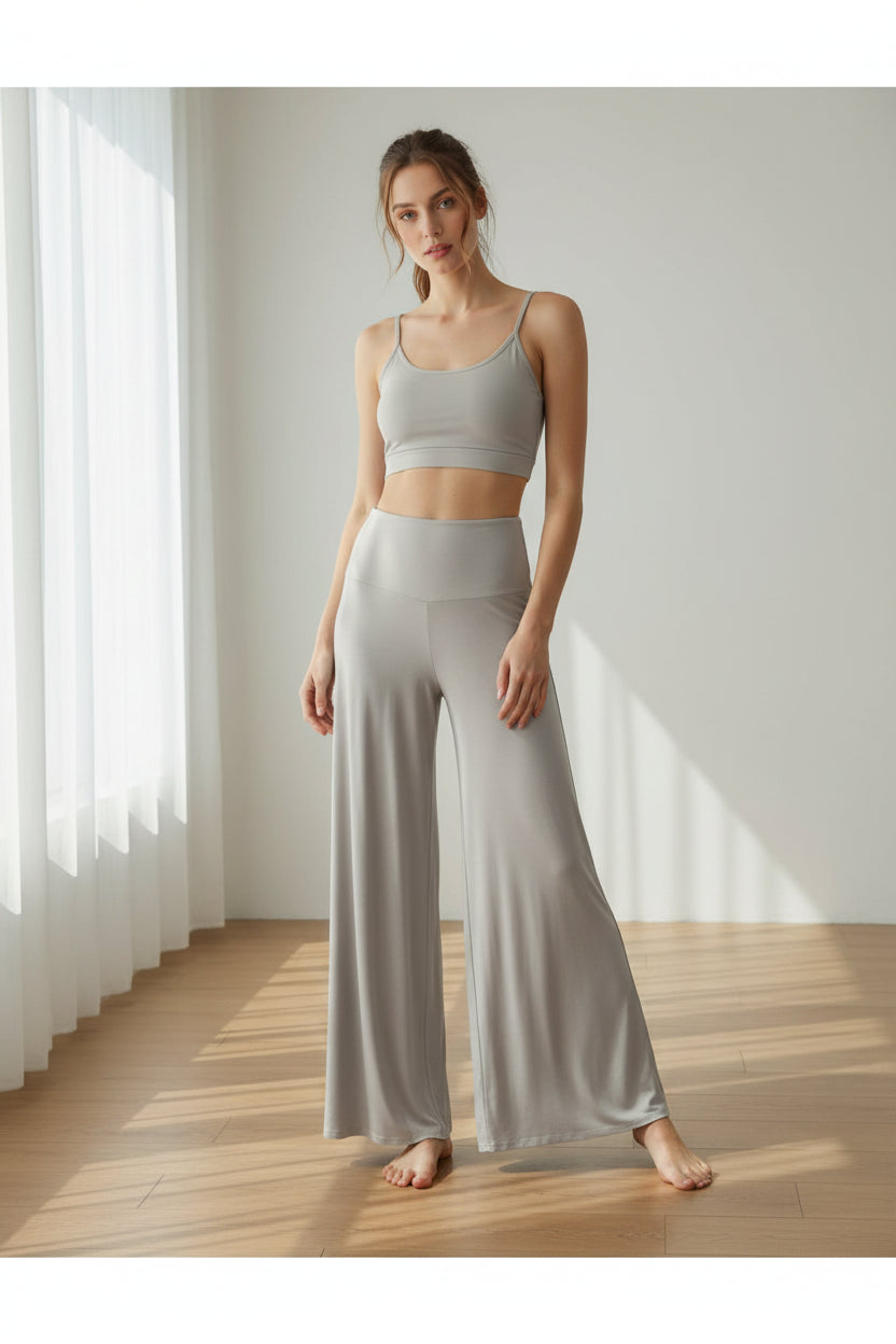 No. 8 Loungewear Pant, Fold Over, High Waist, Soft, Wide Leg, Palazzo Pant