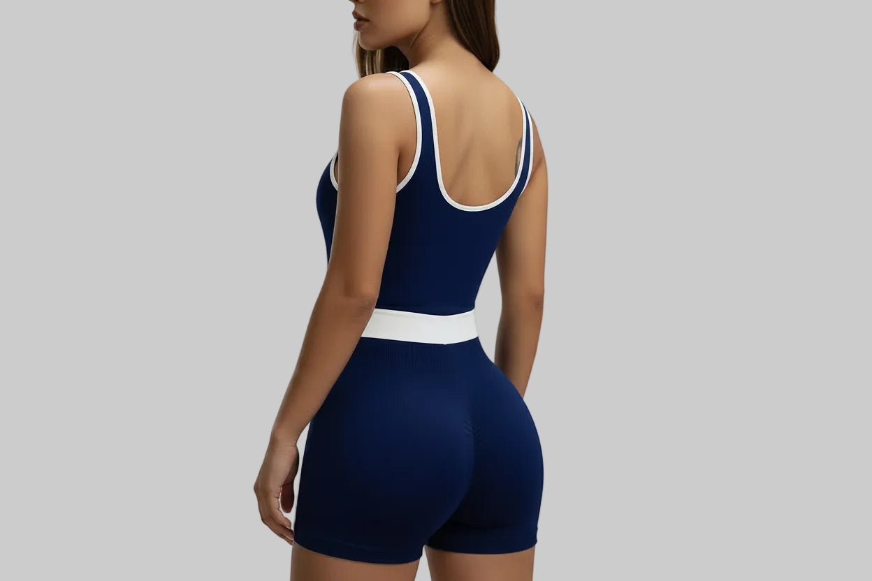 No. 2 Bodysuit, Sweetheart Piping, Waist Accentuating Band, Rear Enhancing, Sleeveless, Short