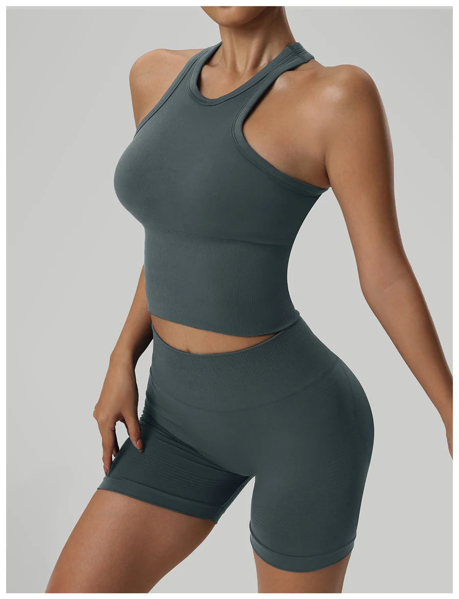 No. 6 Tank Top, Seamless,  Racerback, Compressive Core,  Cropped Length