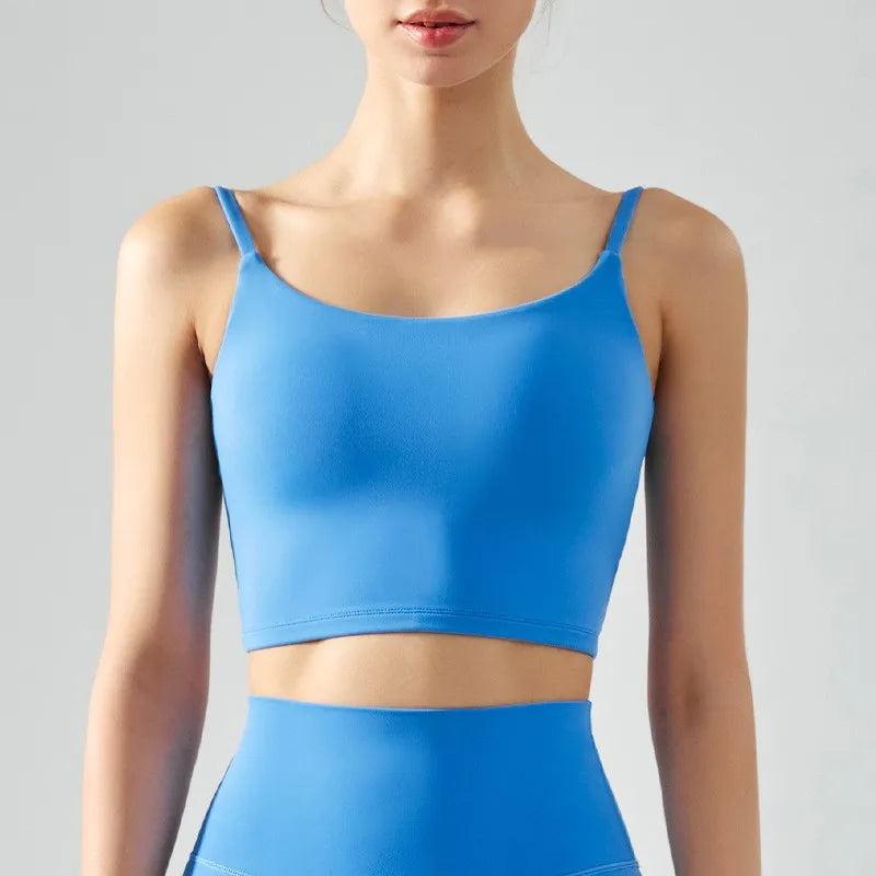 No. 7 Sports Bra, Scoop Back, Cropped Tank, Built in Pads, Buttery, Smoothing Fit