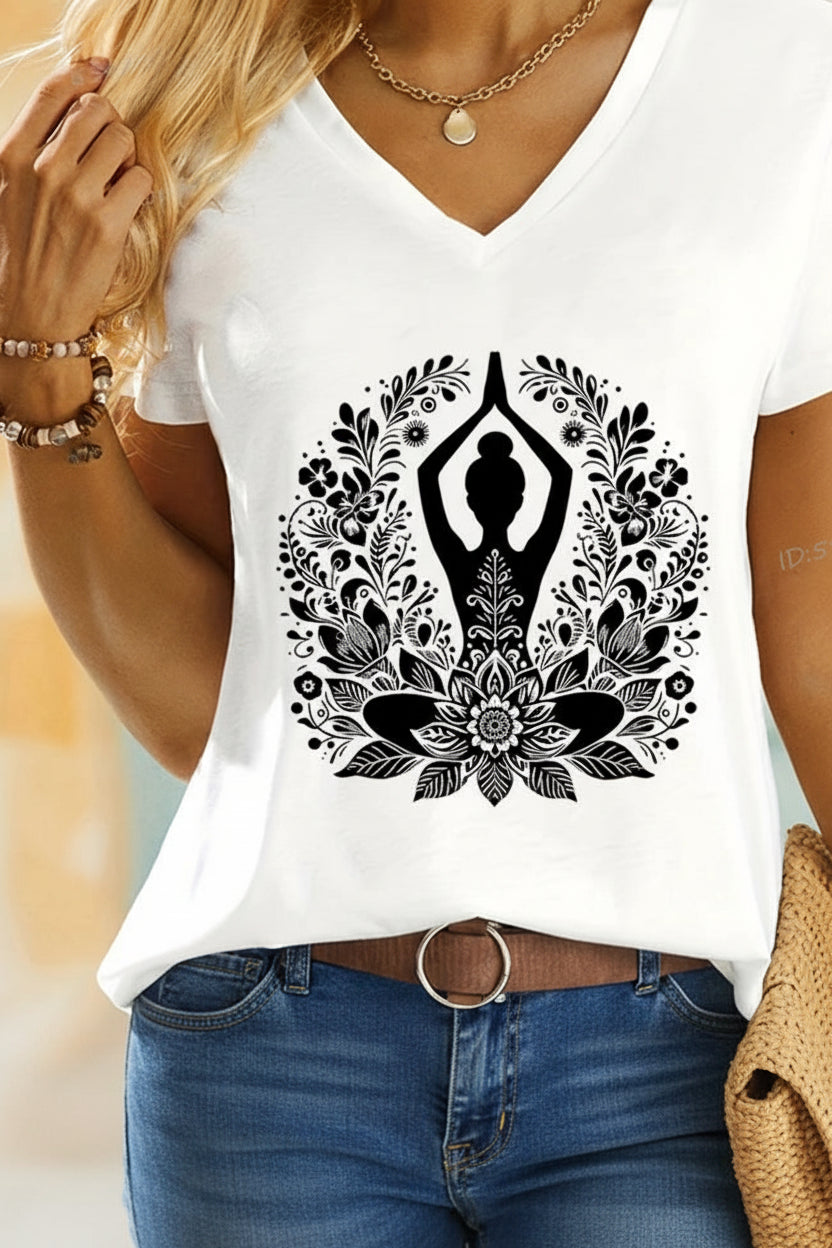 No. 8 Short Sleeve Shirt, Relaxed, V Neck, Favorite T-Shirt, Cotton, Soft Essential, Inclusive Sizing