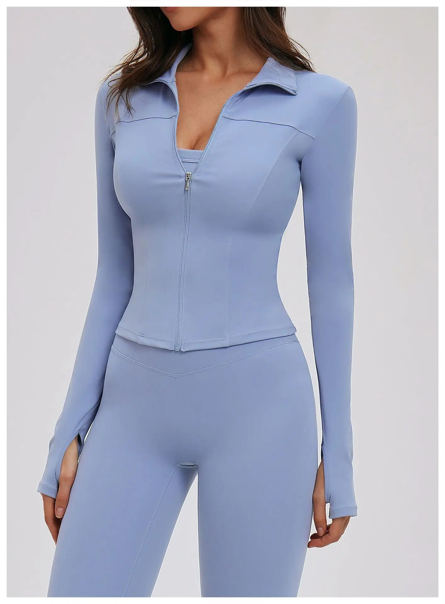 No. 5 Jacket, Convertible Collar, Structured Design, Smoothing, Long Sleeve, Full Zipper