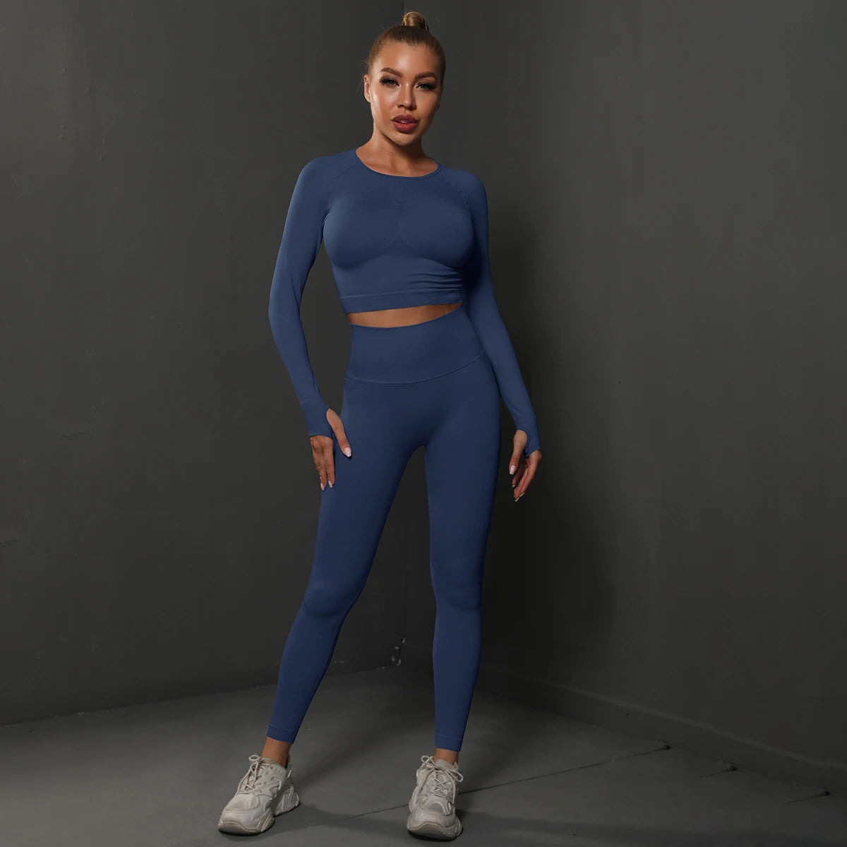No. 4 Matching Set, Long Sleeve, Compressive, Cropped Training Shirt With Lifting Legging