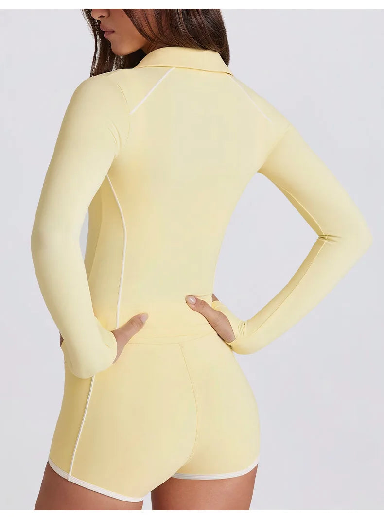 No. 5 Matching Set, 2PC Line Up Long Sleeve Micro Short Set