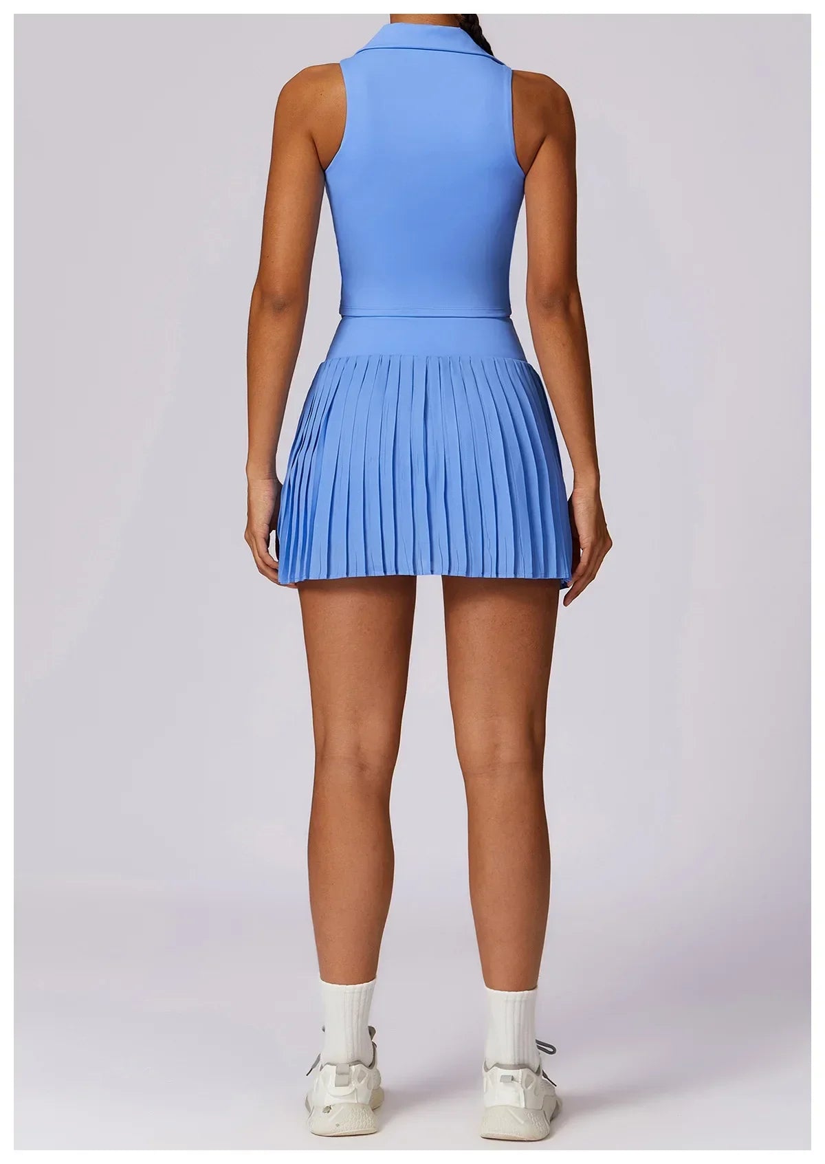 No. 7 Matching Set, Tennis Pleated Skirt With Under Shorts And Pocket, Sleeveless Collar Shirt