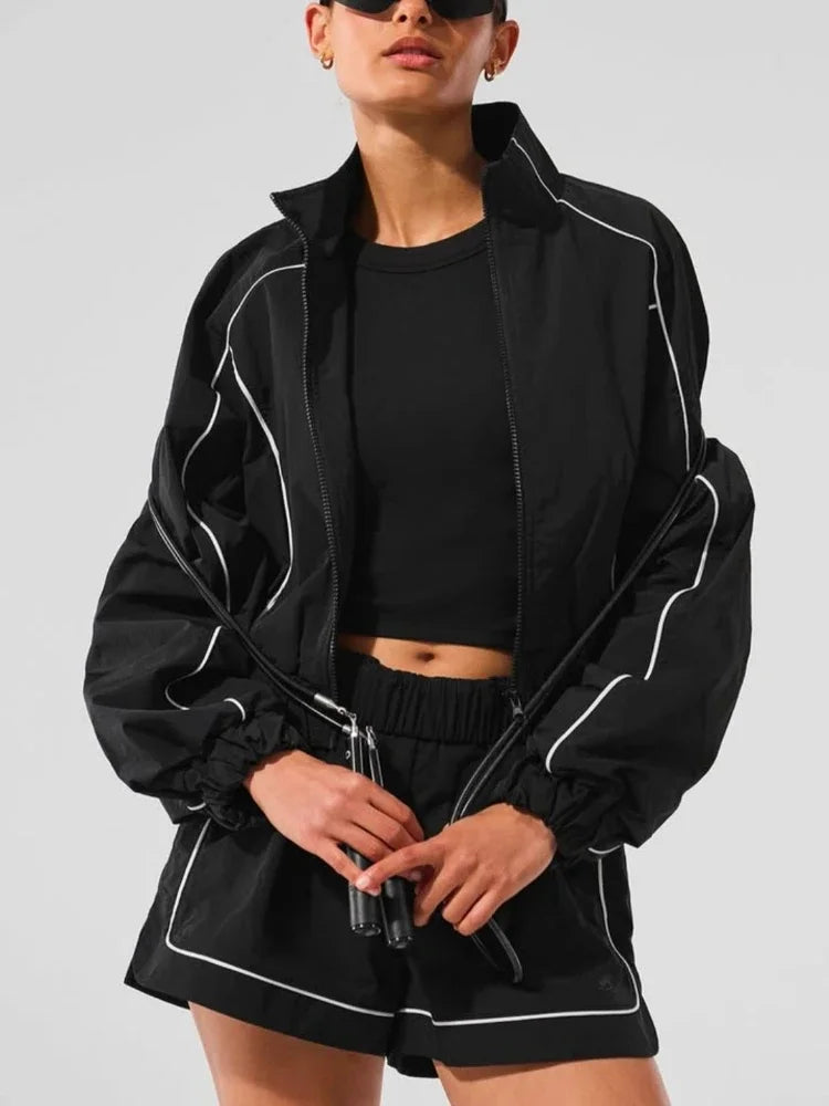 No. 6 Matching Set, 2 PC Racer Tennis Track Jacket And Short