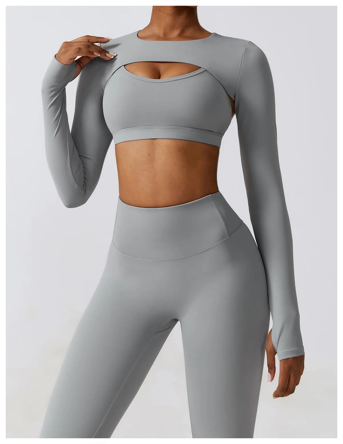 No. 3 Long Sleeve Shirt, Peekaboo Built In Bra, Cropped, Long Sleeve