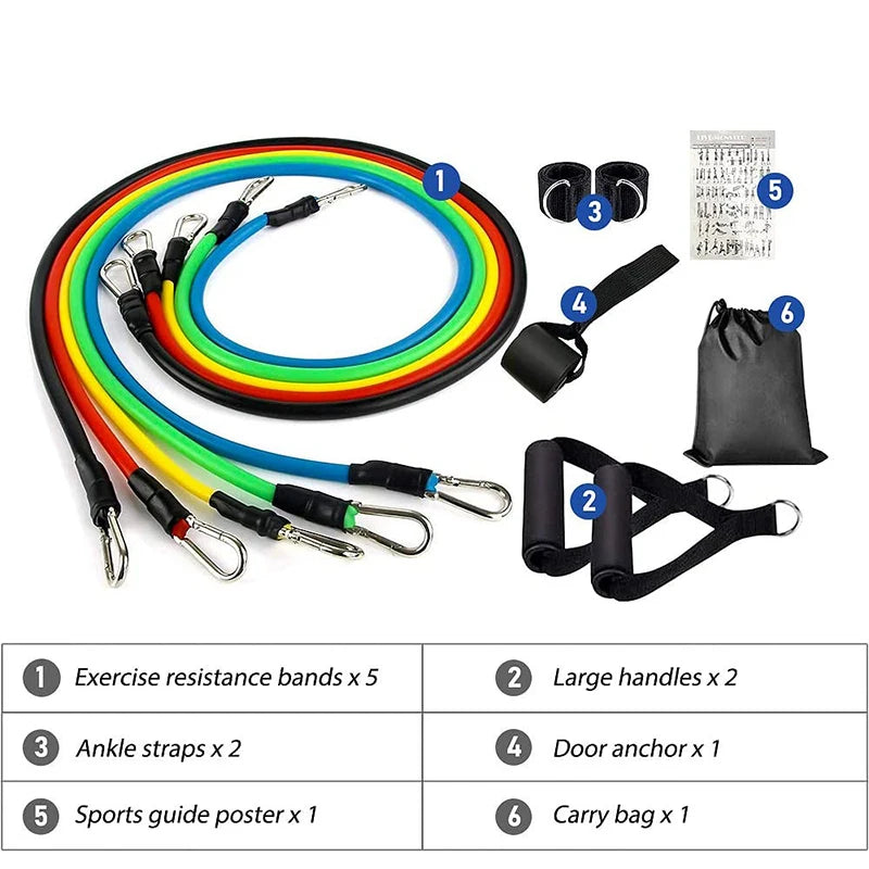 No. 8 Accessory, 11PC Set, Resistance Bands Set, Workout Expander
