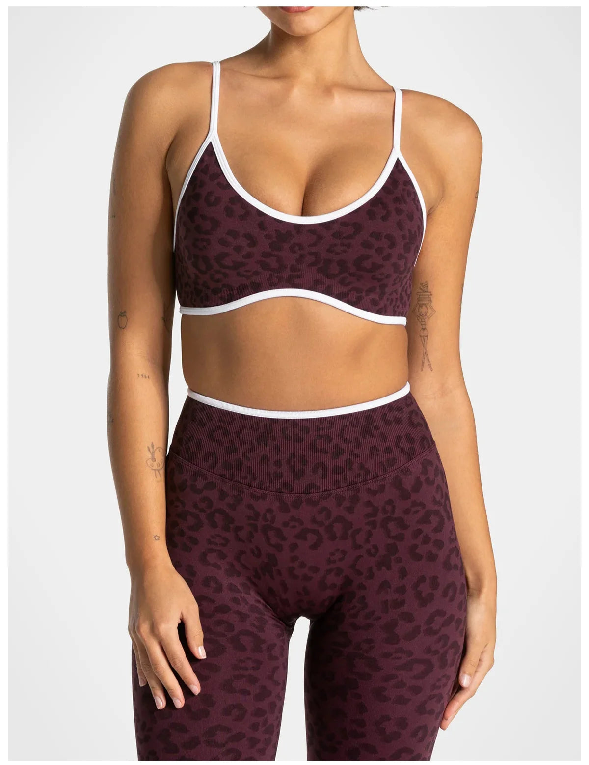 No. 1 Matching Set, Desert Leopard Performance 2 PC Set Scoop Neck Bralette, Premium Micro Ribbed, Seamless Legging