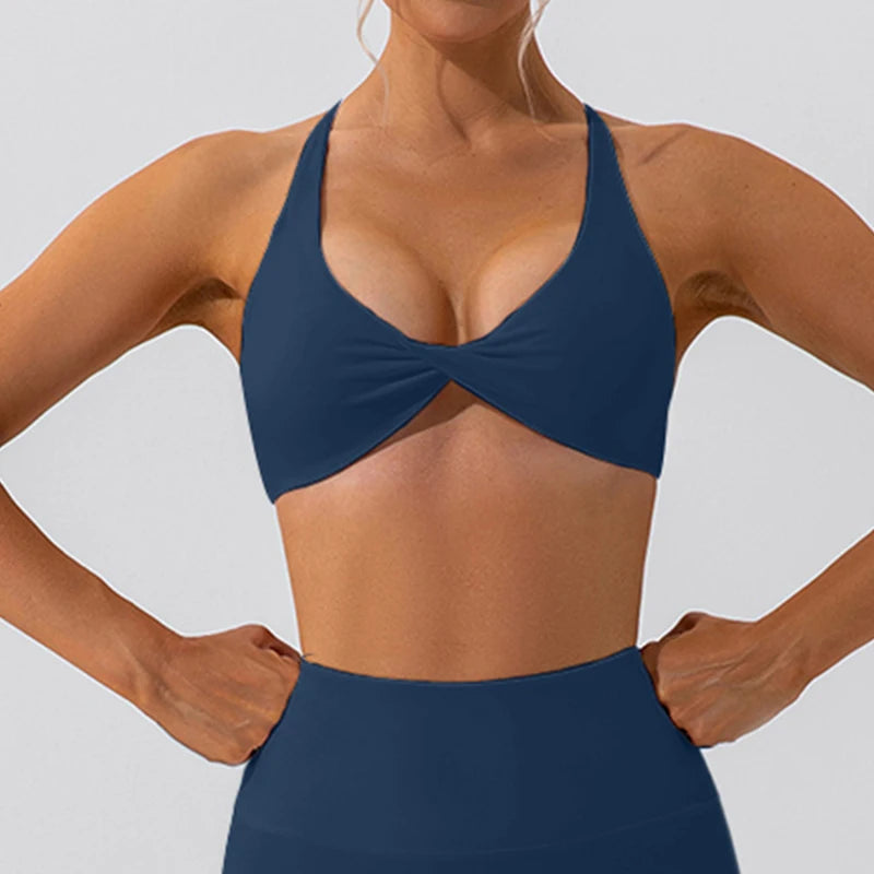 No. 1 Sports Bra, Twisted Cup Neckline, Criss Cross, Strappy Back Horizon