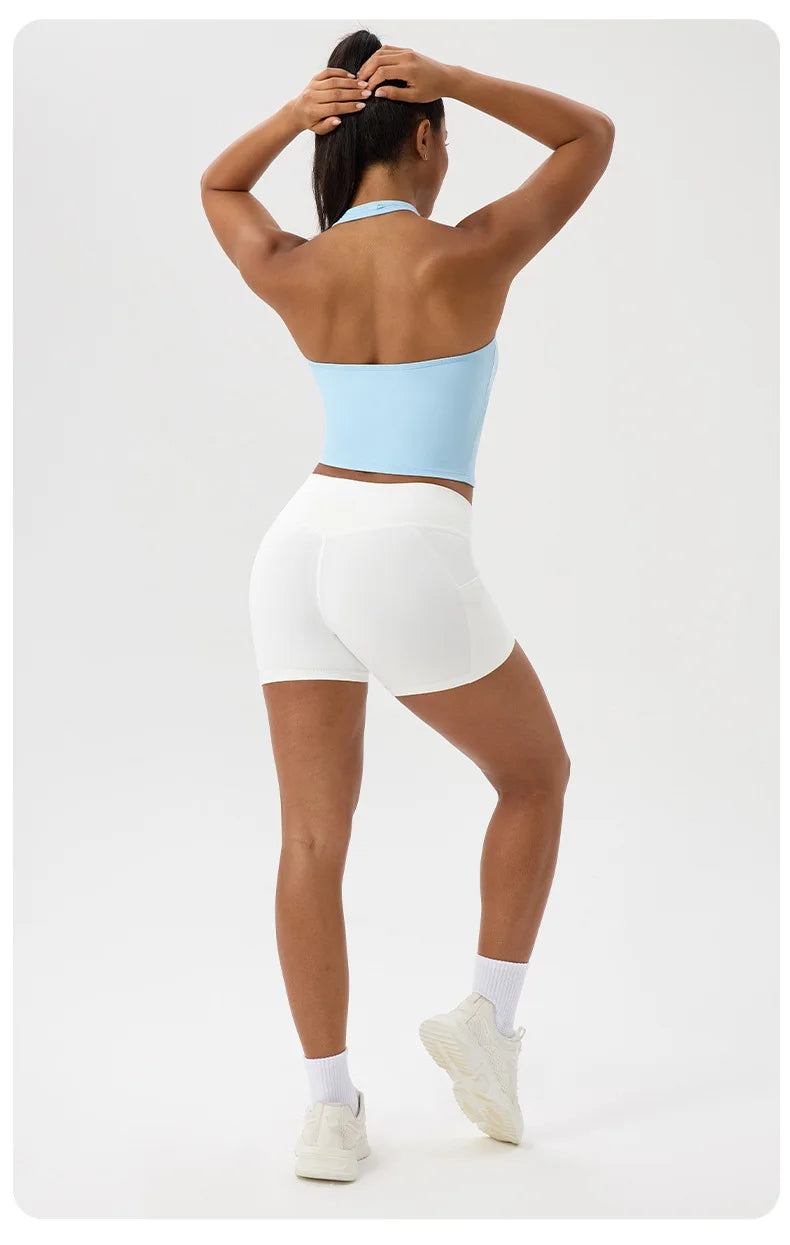 No. 5 Tank Top, Halter Cut,  V Neck, Front Wrap, Waist Length